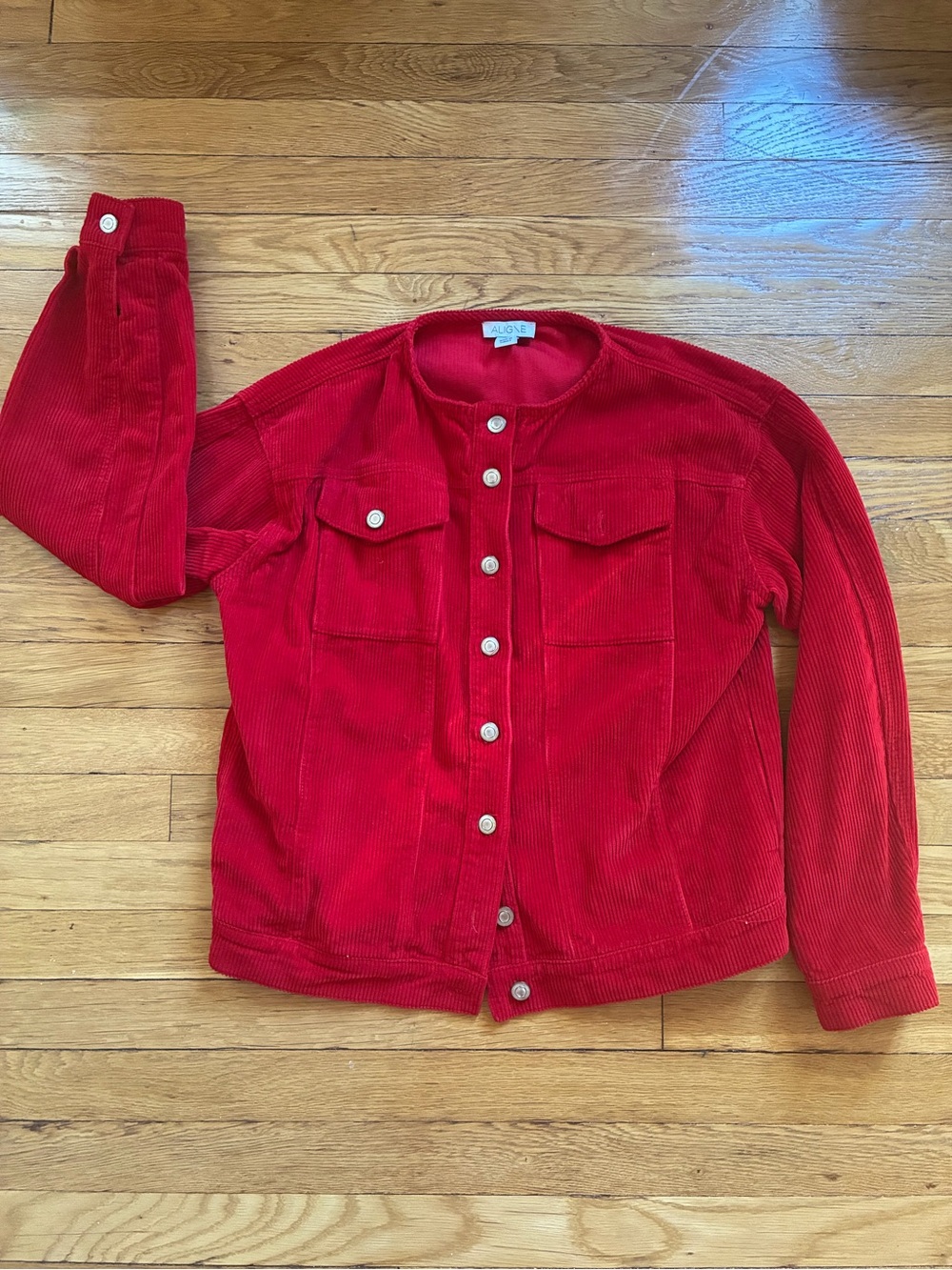 ALIGNE - Corduroy Button-Front Jacket - Red - Size 2